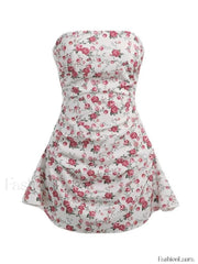 Strapless Floral Mini Dress Mini Dresses