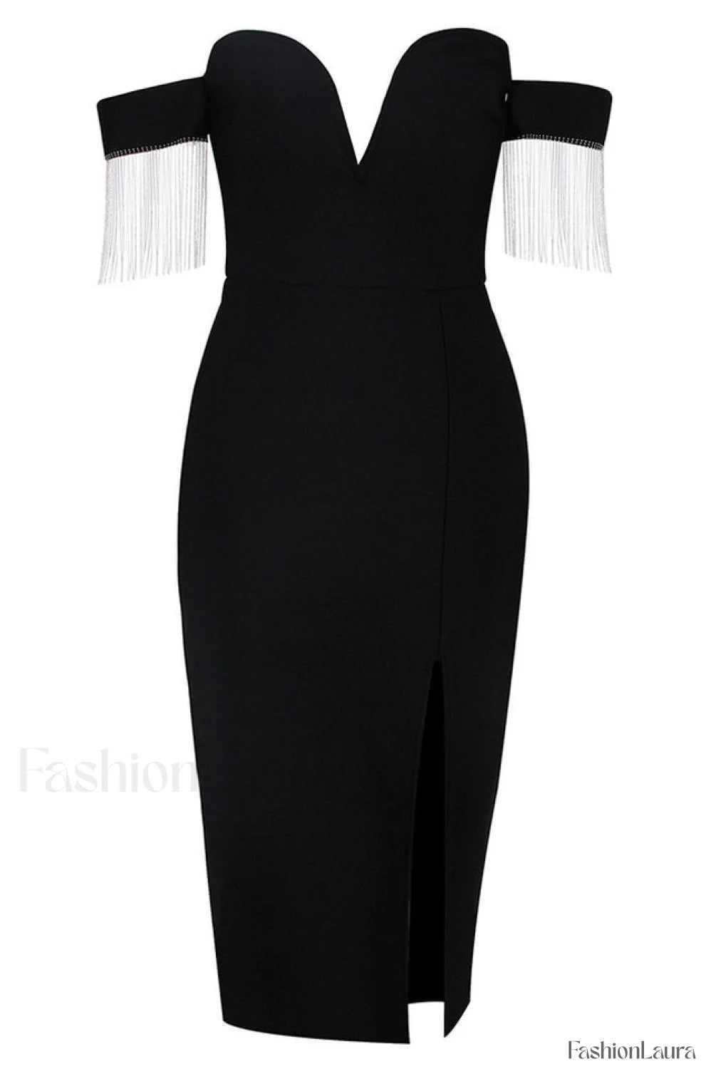 Strapless Slit Stylish Bandage Dress S / Black