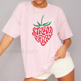 Strawberry Printed Cute Fruit Graphic T Shirt Pink / S