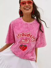 Strawberry Rose Red Print Oversized T Shirt
