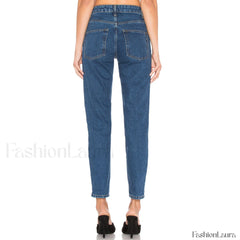 Street Style High Waist Faded Trim Skinny Leg Jeans Blue L / Blue Jeans