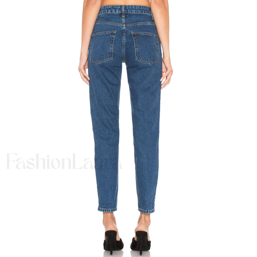 Street Style High Waist Faded Trim Skinny Leg Jeans Blue L / Blue Jeans