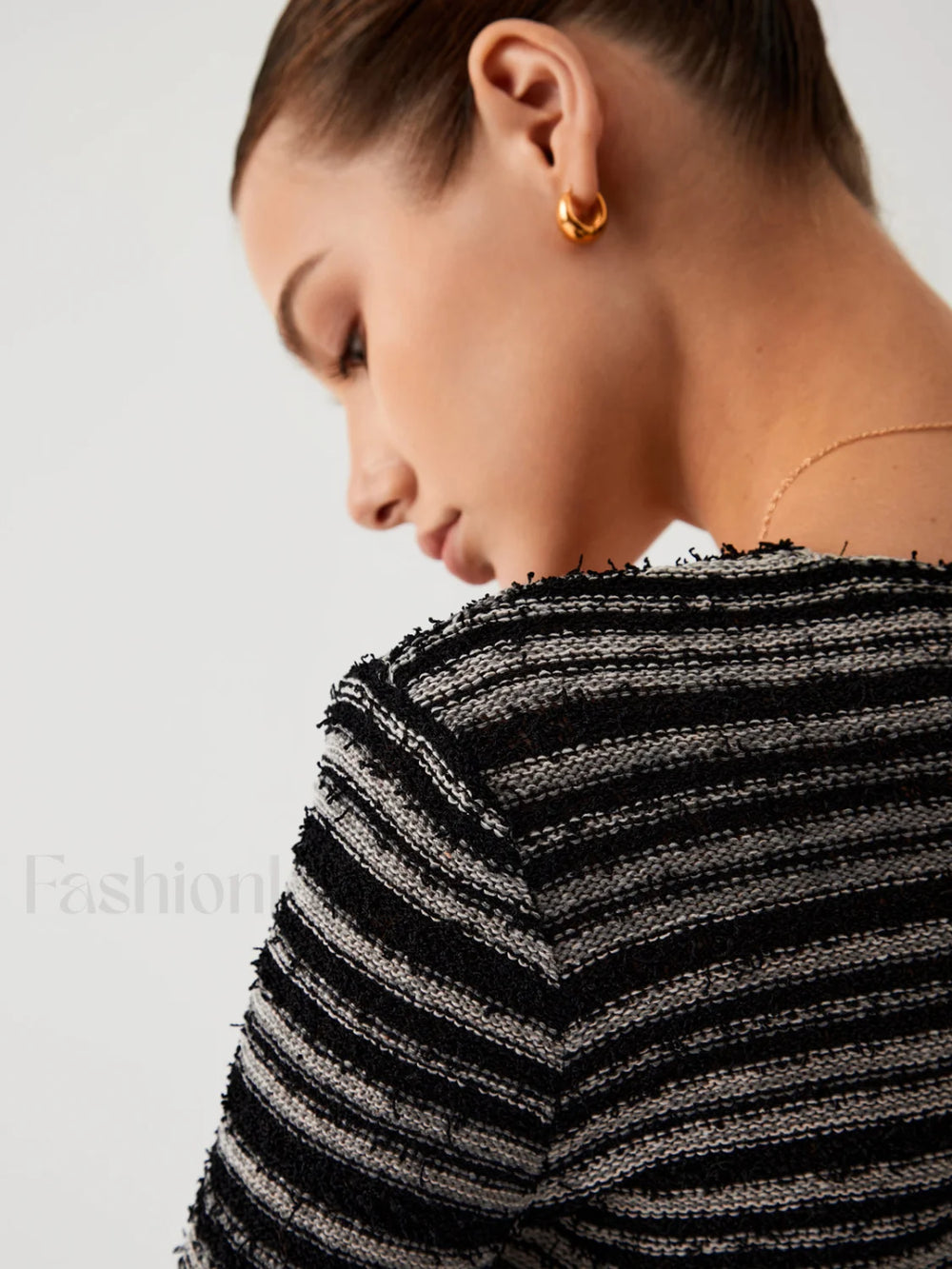 Stripe Fuzzy Fly Trendy Away Crop Cardigan Sweaters L