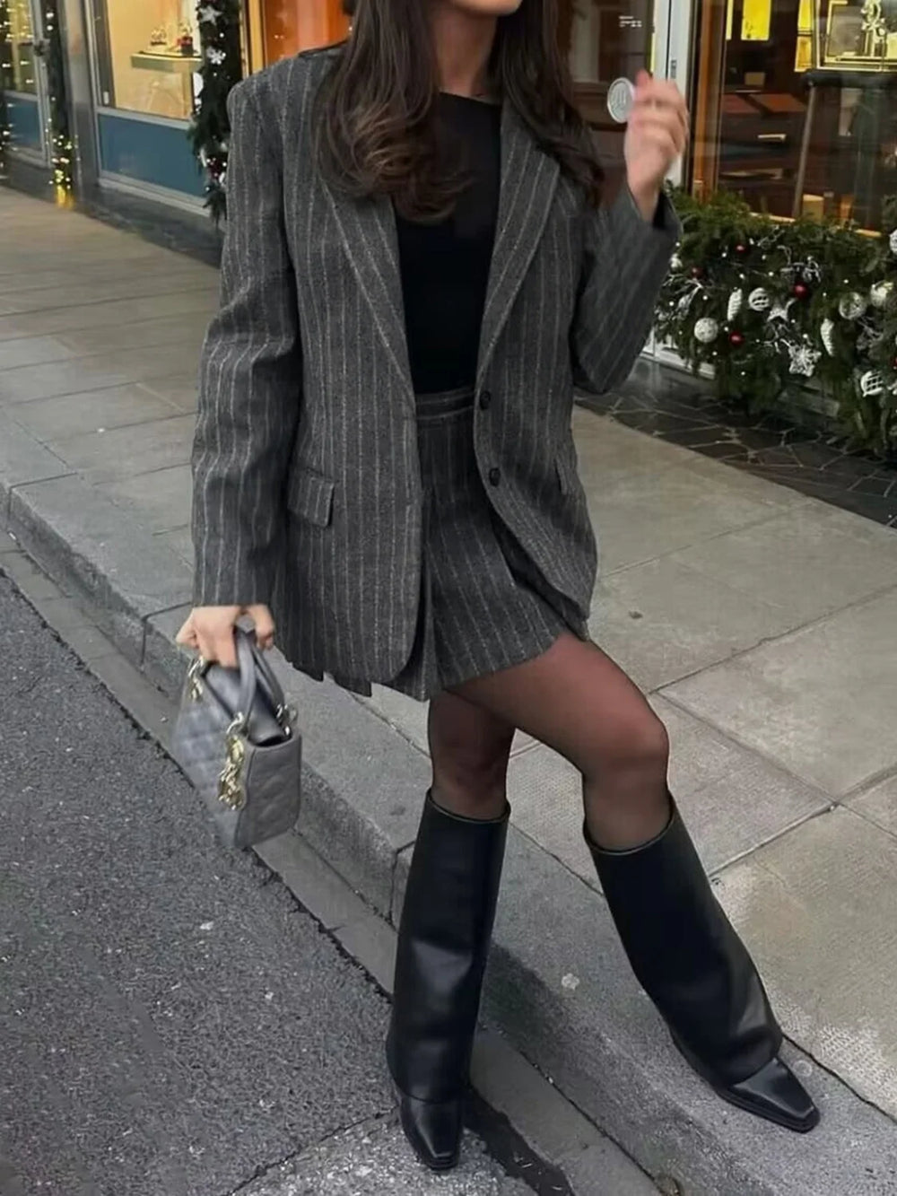 Stripe Pleated Graceful Mini Skirt Skirts