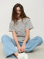 Striped Cotton Knitted Casual T Shirt Black / S