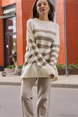 Striped Loose Knit Pullover Sweater