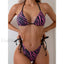 Striped Two Piece Sexy Bikini Set purple / S