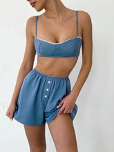 Summer Tank Tops Pajama Shorts Two Piece Set Blue / S