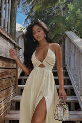 Sunny Sounds Stylish Midi Dress M / Beige