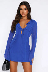 Surround Sound Stylish Mesh Mini Dress S / Blue