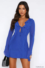 Surround Sound Stylish Mesh Mini Dress S / Blue