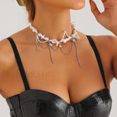 Sweet Irregular Faux Pearl Necklace STEEL