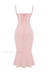 Syrah Soft Peach Charming Strappy Midi Dress