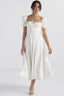 Tallulah White Puff Charming Sleeve Midi Dress XS / White