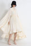 Tie Detailed Stylish Ruffled Crepe Dress S / White