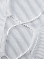 Tie Front Ribbed Long Sleeve Mini Dress Mini Dresses