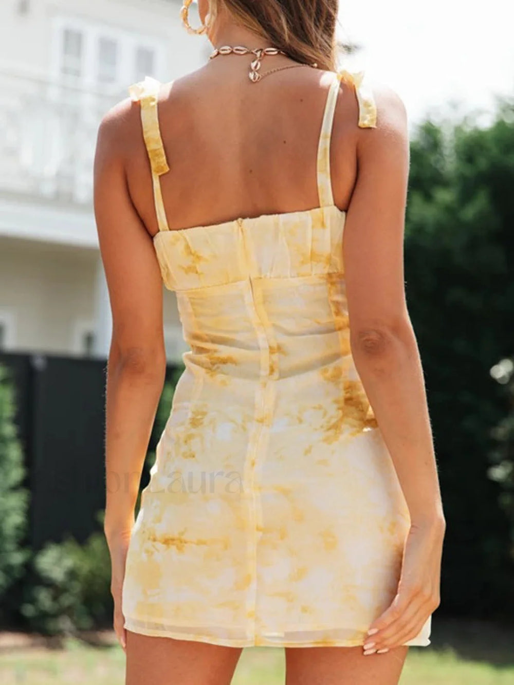 Tie Shoulder Ruched Bust Cami Dress Mini Dresses