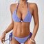Tie Side Brazilian Triangle Bikini Set BLUE / S