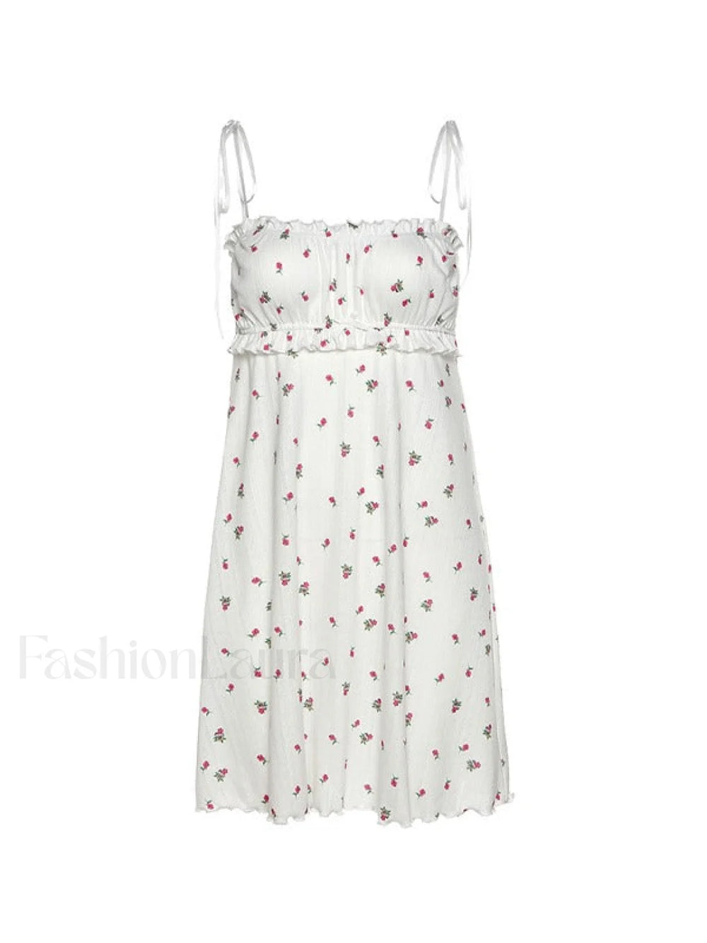 Tie Strap Frill Trim Floral Mini Dress Mini Dresses