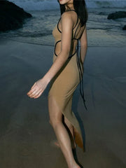 Tie Up Backless Midi Dress