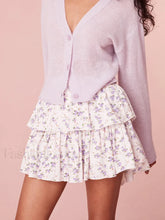 Tiered Floral Flowy Mini Skirt