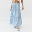 Tiered Pleated Swing Maxi Skirt Blue / S