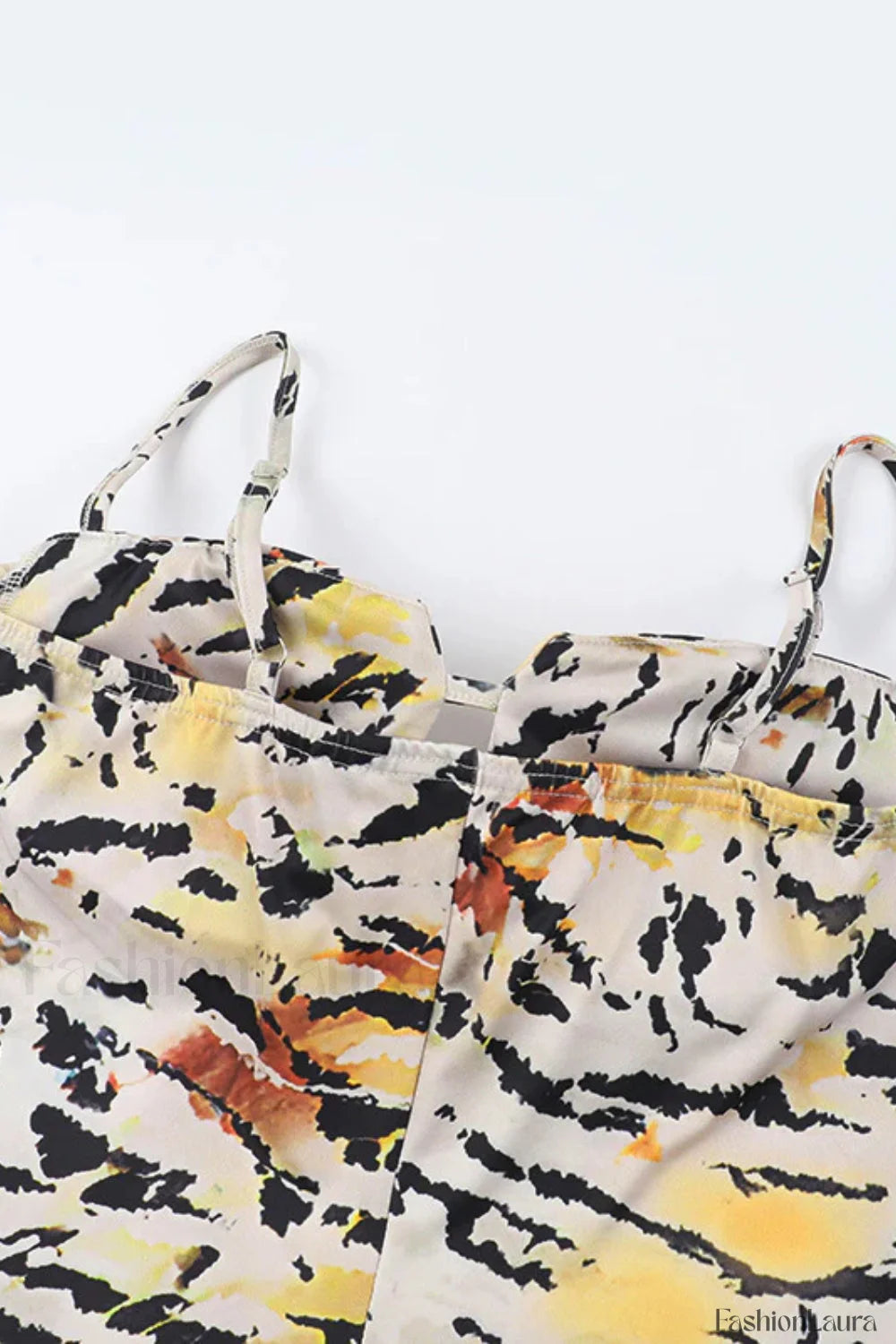 Tiger Pattern Hollow Strappy Sexy Hip Floral Dress