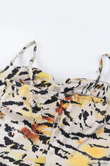 Tiger Pattern Hollow Strappy Sexy Hip Floral Dress
