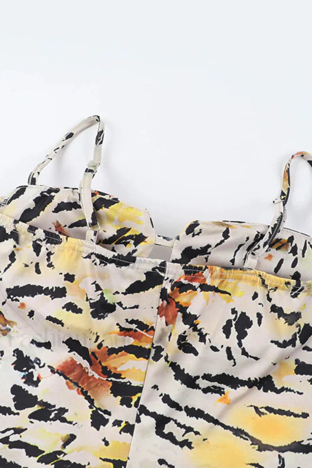 Tiger Pattern Hollow Strappy Sexy Hip Floral Dress