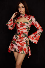 Toira Halter Stylish Mini Dress XS / Rose Print