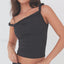 Twist Shoulder Halter Crop Top Black / S