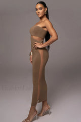 Unpredictable Elegant Midi Dress S / Pecan
