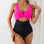 V Cut Bandeau High Leg One Piece Black / S