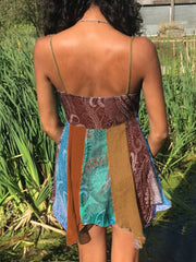 V Neck Patchwork Mini Dress Mini Dresses