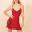 V Neck Ruffle Mini Floral Dress red / S