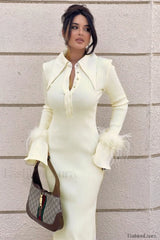 Vallance Feather Stylish Trim Maxi Dress