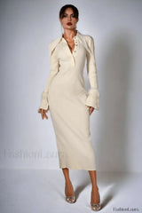 Vallance Feather Stylish Trim Maxi Dress