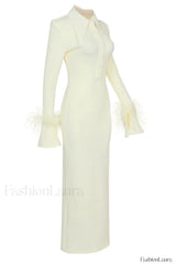 Vallance Feather Stylish Trim Maxi Dress