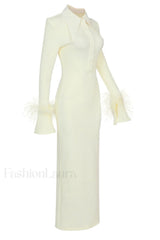 Vallance Feather Stylish Trim Maxi Dress