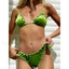 Velvet Ruffle Bandage Bikini Set green / S