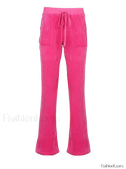 Velvet Solid Flare Leg Pants Pants