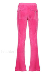 Velvet Solid Flare Leg Pants Pants