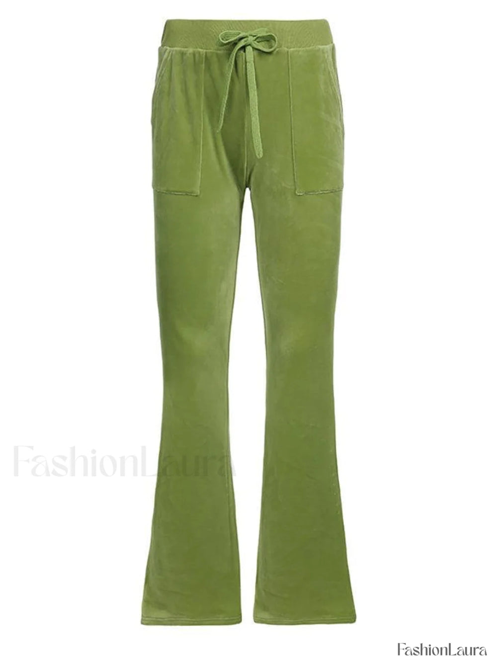 Velvet Solid Flare Leg Pants Chive / S Pants