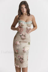 Venus Vintage Stylish Floral Midi Dress