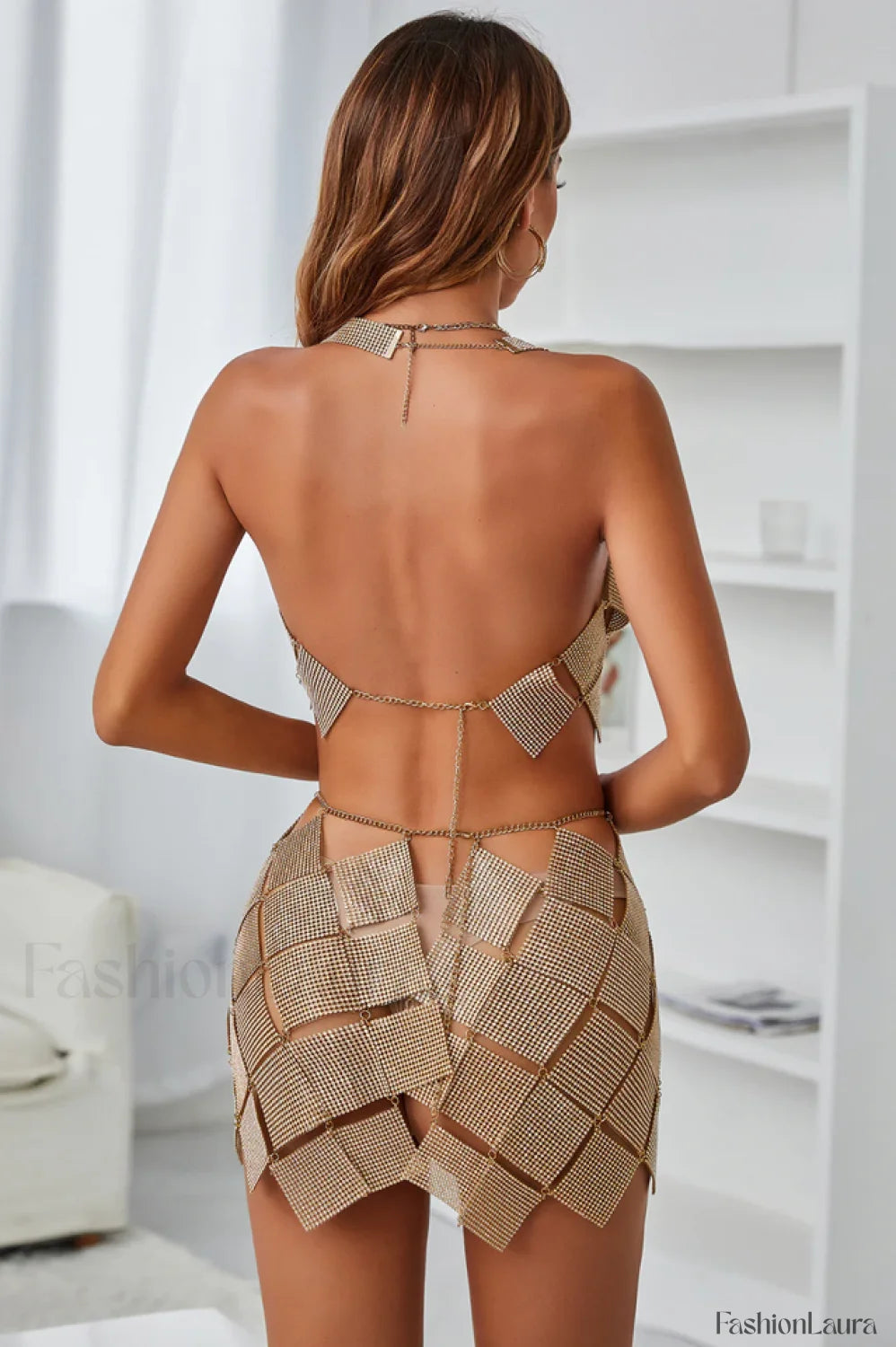 Verva Metallic Mesh Charming Two Piece Set
