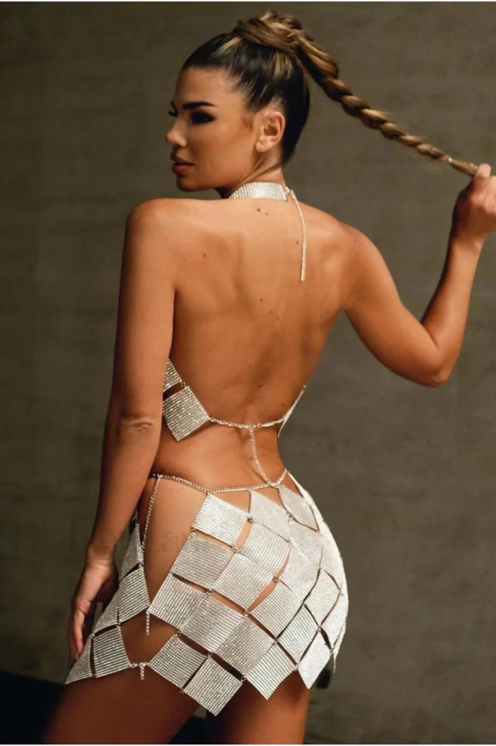 Verva Metallic Mesh Charming Two Piece Set