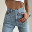 Vintage Belted High Waist Faded Wide Leg Jeans Light Blue S / Light Blue Jeans
