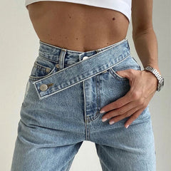 Vintage Belted High Waist Faded Wide Leg Jeans Light Blue S / Light Blue Jeans