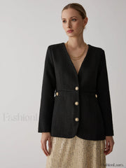 Vintage Black Graceful Tweed Blazer Blazers
