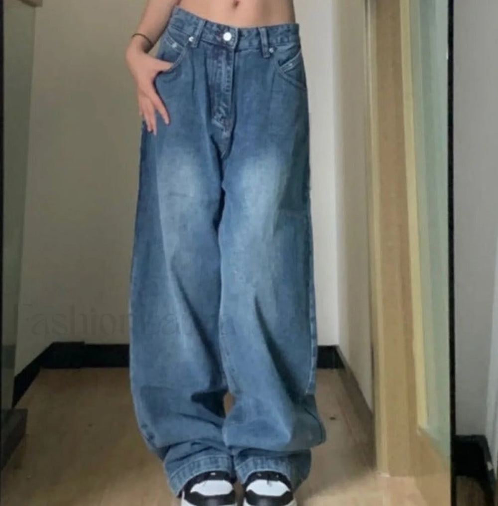 Vintage Blue Graceful Wash Boyfriend Jeans Blue / 2XL women clothing